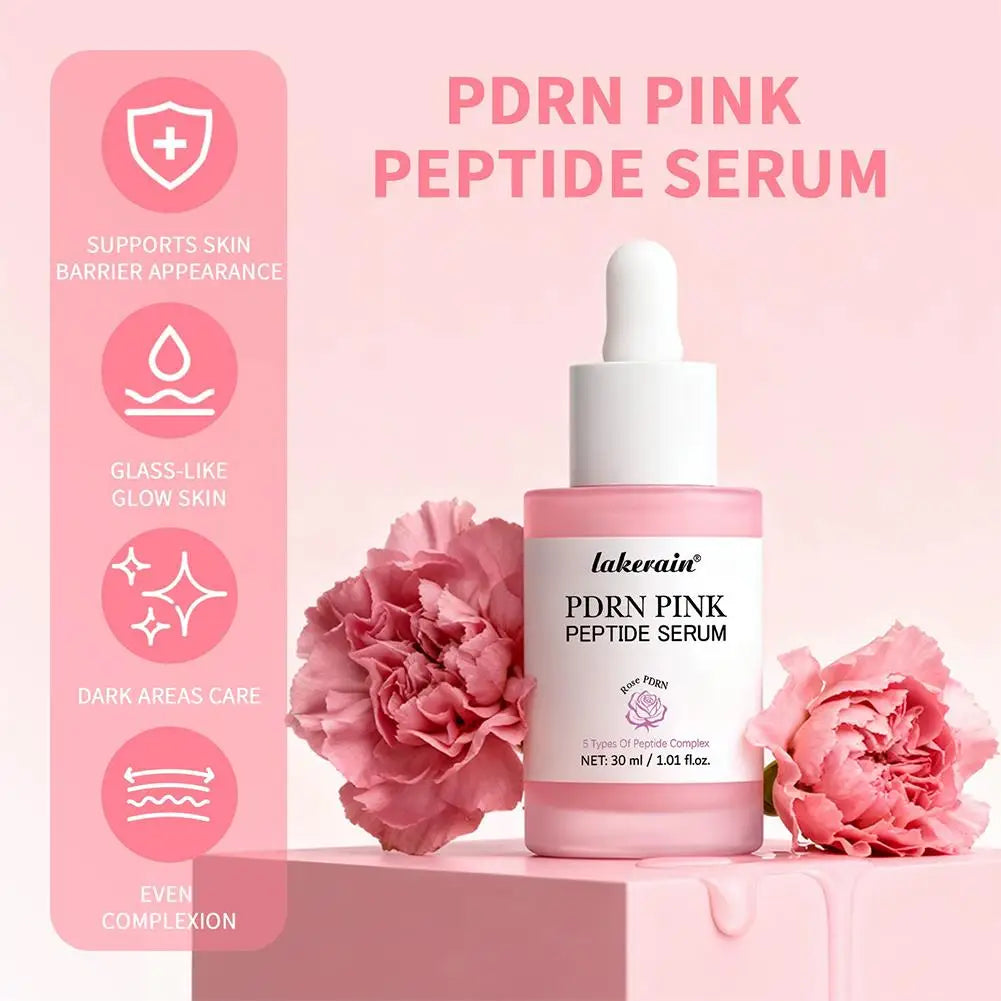 PDRN Pink Peptide Serum, Pink Glow Serum, Peptide Niacinamide Hydrating Moisturizing Firming, Uneven Skin Tone, Korean Skin Care