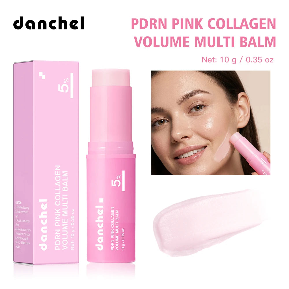 PDRN Pink Collagen Volume Multi Balm Deep Hydration Moisturization Brighten Skin Plump Smooth Radiant Portable Collagen Stick