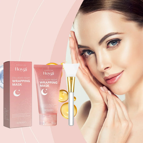 2 Pack Night Repair Collagen Peel-Off Masks with 2 Brushes - Deep Cleansing, Hydrating, Brightening,for Mother's Day &Easter