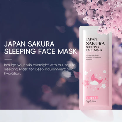 LAIKOU Japan Sakura 7PCS Skincare Set Cleanser Serum Eye Cream Mud Mask Lip Mask Sleeping Mask Hydrating Brightening