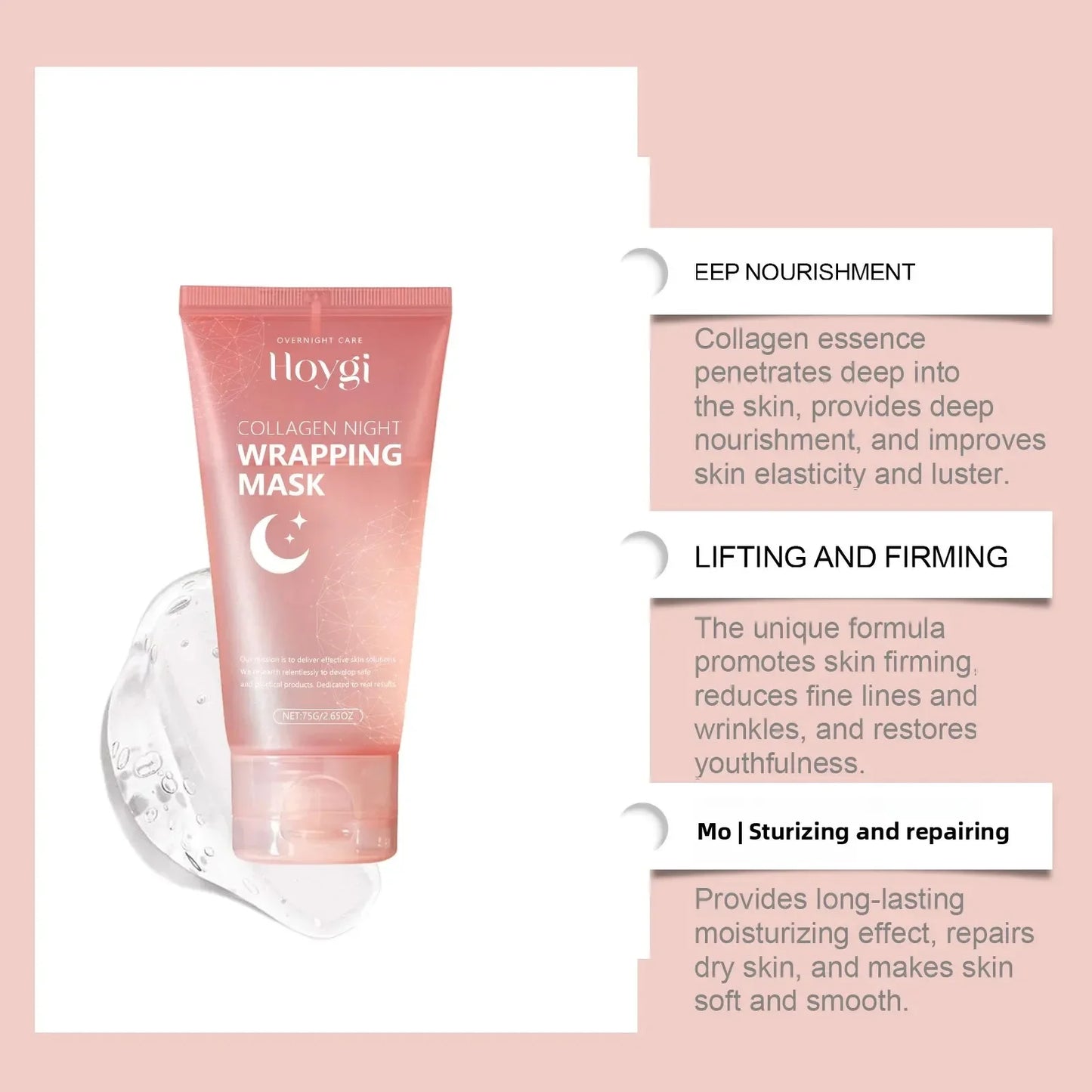 2 Pack Night Repair Collagen Peel-Off Masks with 2 Brushes - Deep Cleansing, Hydrating, Brightening,for Mother's Day &Easter