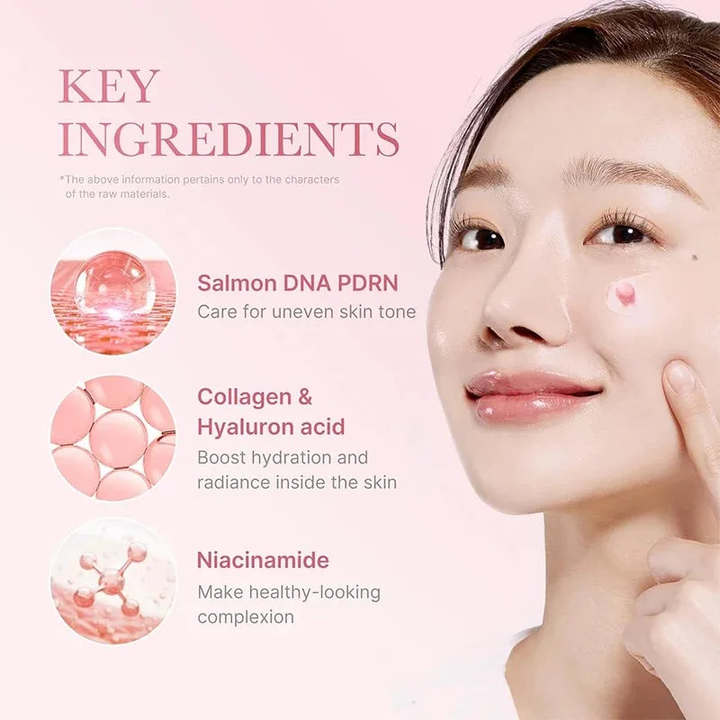 Niacinamide Collagen PDRN Face Cream - Korean Pink Capsule Moisturizer, Non Greasy & Brightening for Uneven Skin Tone