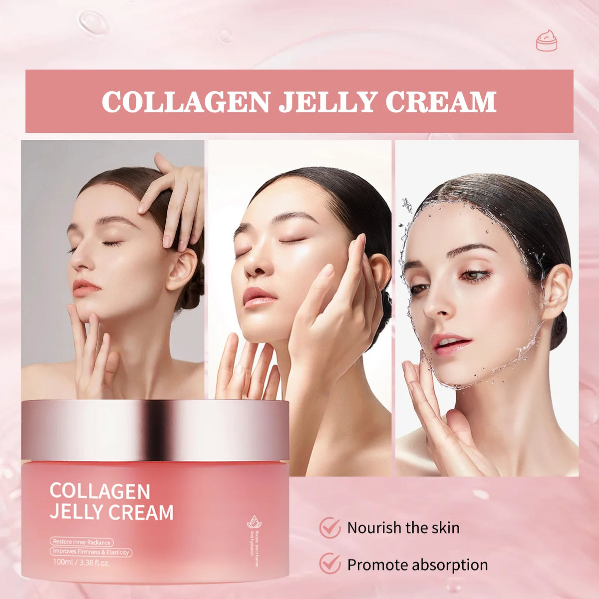 Collagen Jelly Cream Niacinamide Tightening Soothing Anti-Aging Firmness Hydration Nourishes Moisturizes Facial Skin Care Face