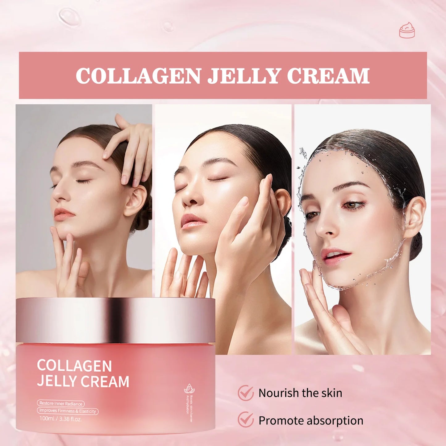 Collagen Jelly Cream Niacinamide Tightening Soothing Anti-Aging Firmness Hydration Nourishes Moisturizes Facial Skin Care Face