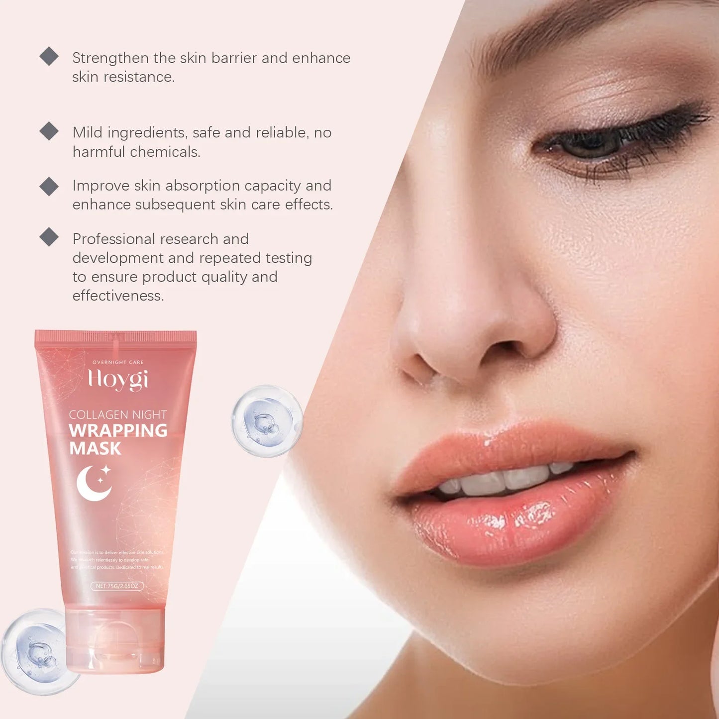 2 Pack Night Repair Collagen Peel-Off Masks with 2 Brushes - Deep Cleansing, Hydrating, Brightening,for Mother's Day &Easter
