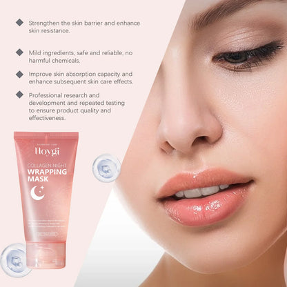2 Pack Night Repair Collagen Peel-Off Masks with 2 Brushes - Deep Cleansing, Hydrating, Brightening,for Mother's Day &Easter