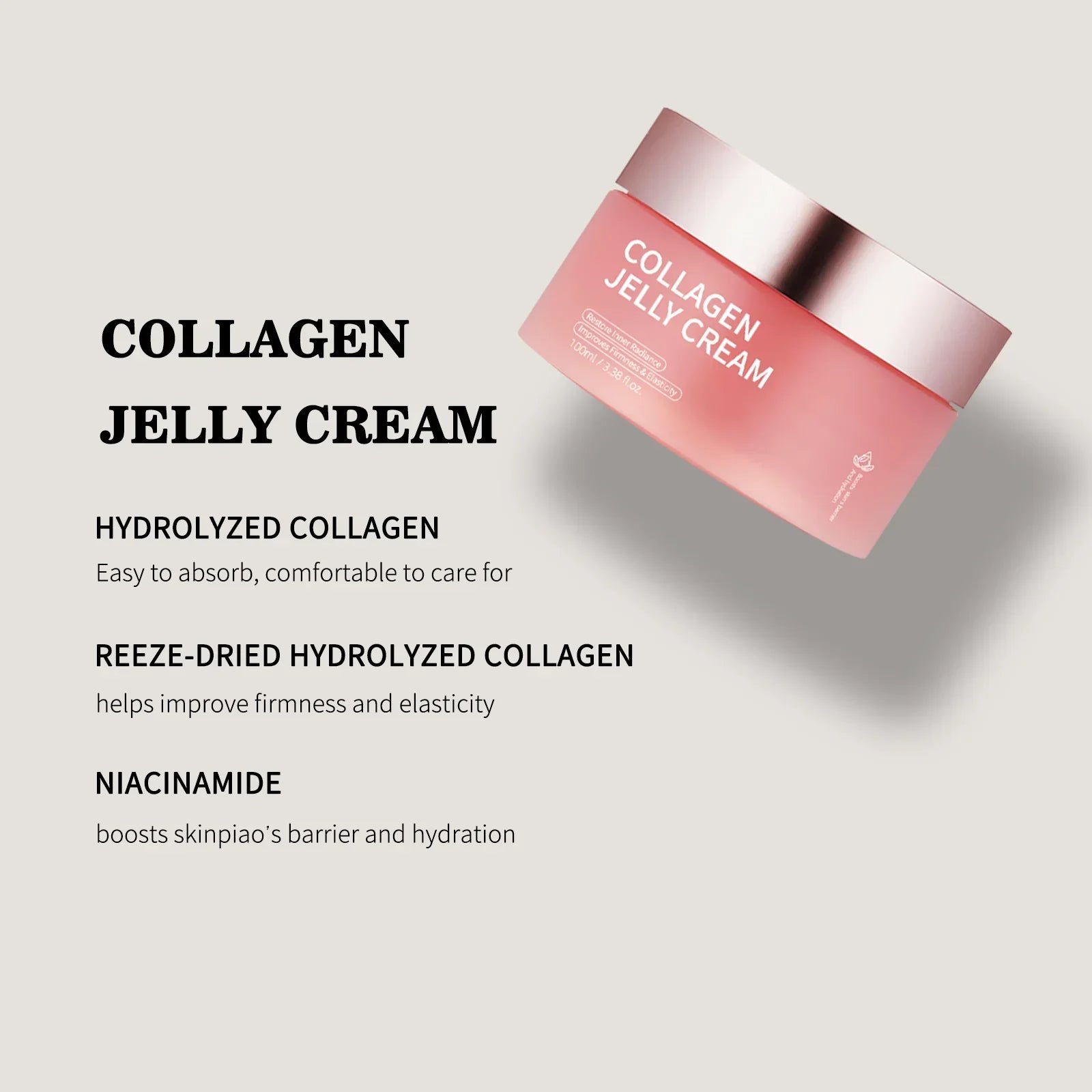 Collagen Jelly Cream Niacinamide Tightening Soothing Anti-Aging Firmness Hydration Nourishes Moisturizes Facial Skin Care Face