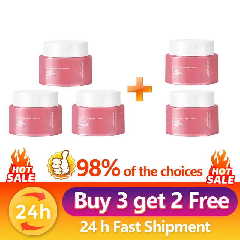 Niacinamide Collagen PDRN Face Cream - Korean Pink Capsule Moisturizer, Non Greasy & Brightening for Uneven Skin Tone