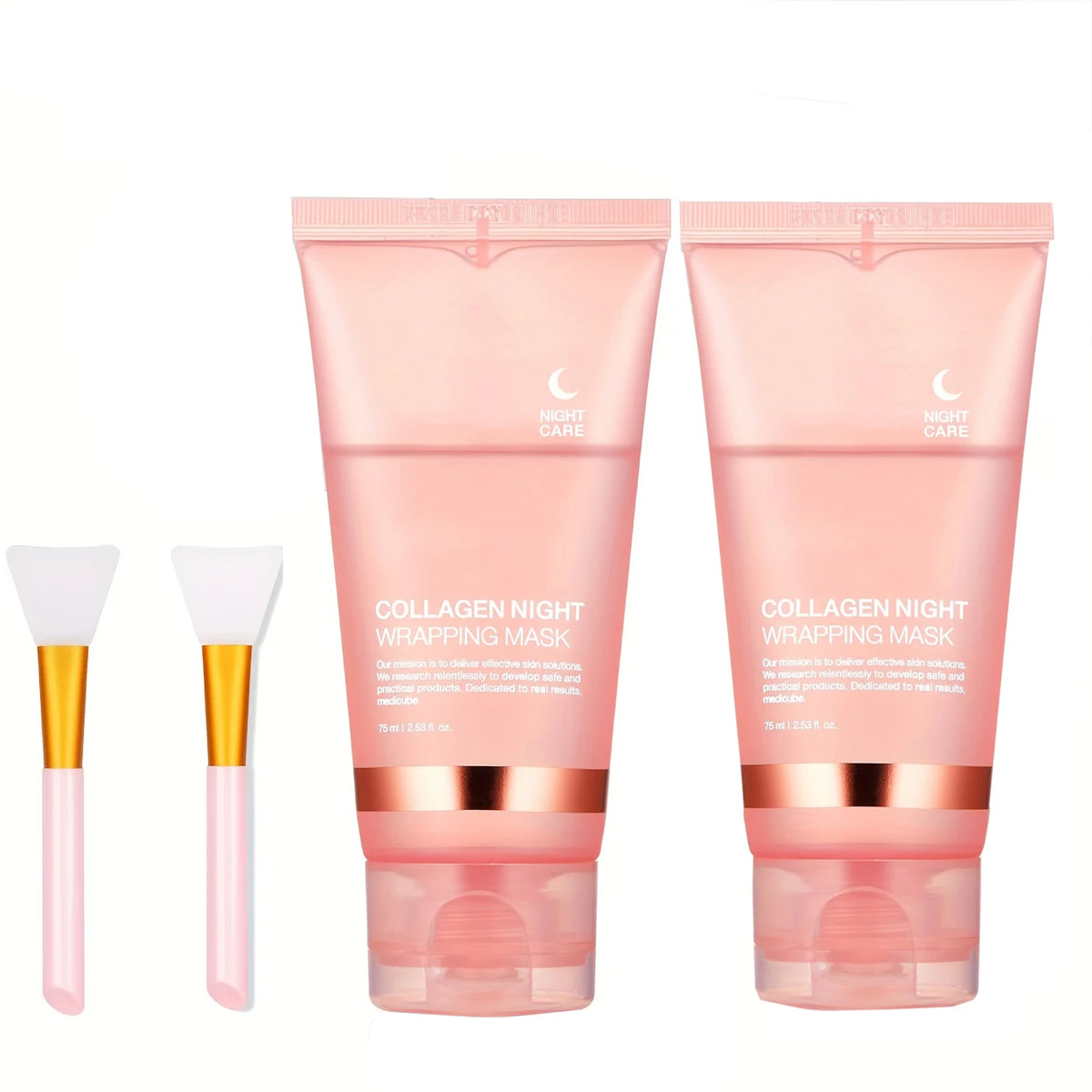 2 Pack Night Repair Collagen Peel-Off Masks with 2 Brushes - Deep Cleansing, Hydrating, Brightening,for Mother's Day &Easter