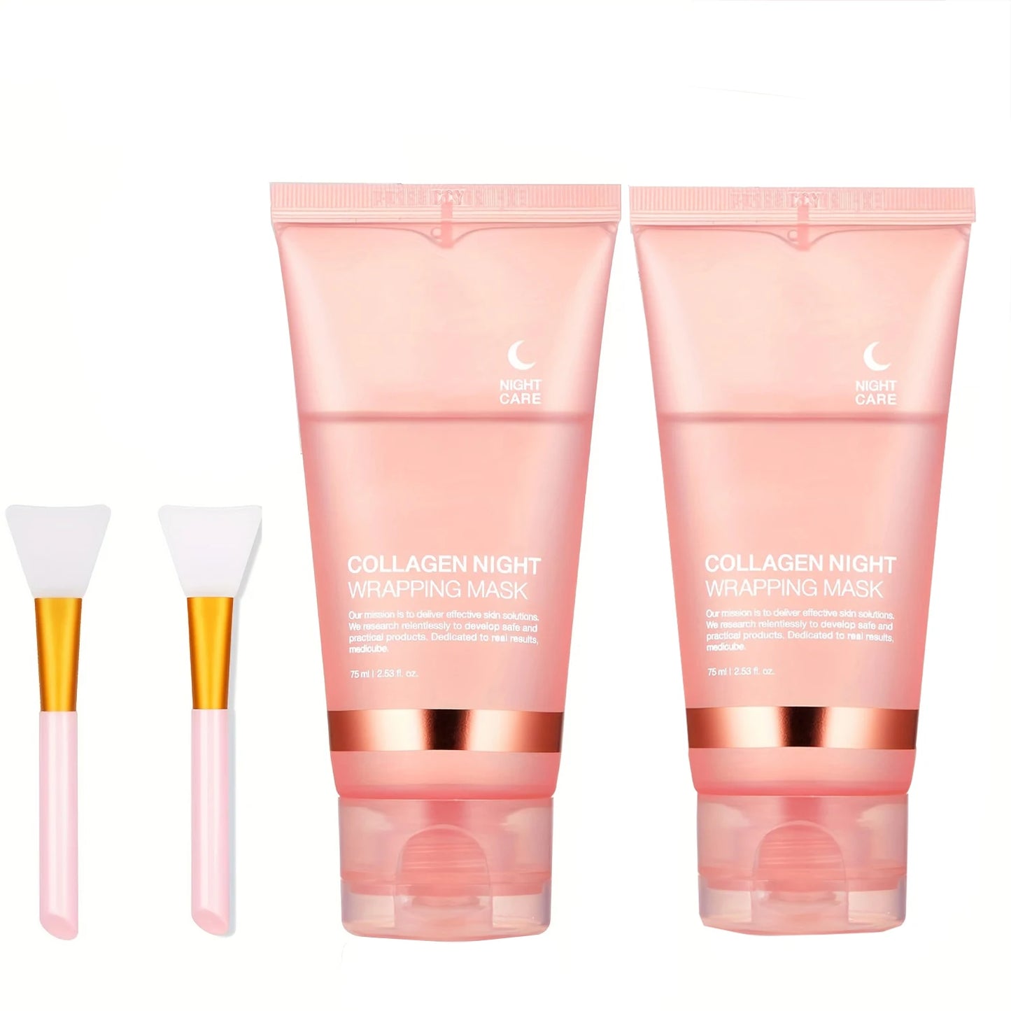 2 Pack Night Repair Collagen Peel-Off Masks with 2 Brushes - Deep Cleansing, Hydrating, Brightening,for Mother's Day &Easter