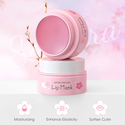 LAIKOU Japan Sakura 7PCS Skincare Set Cleanser Serum Eye Cream Mud Mask Lip Mask Sleeping Mask Hydrating Brightening
