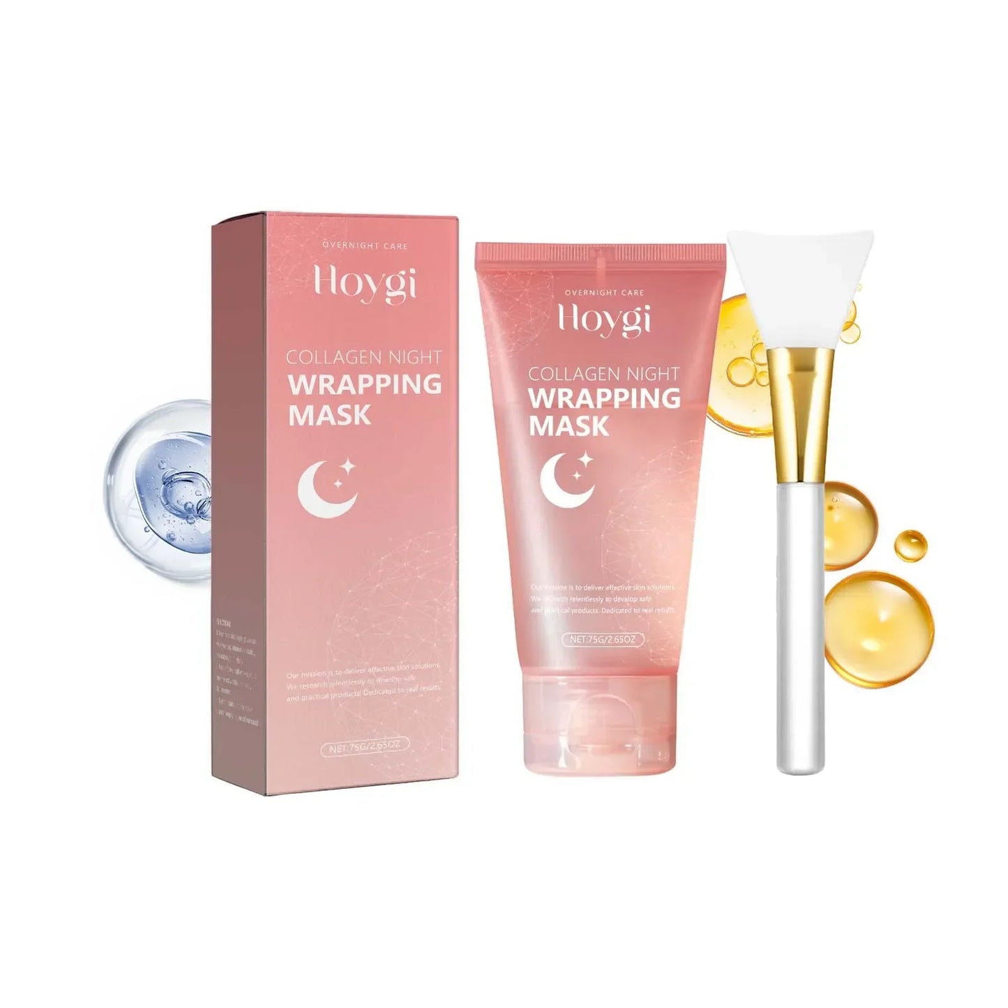 2 Pack Night Repair Collagen Peel-Off Masks with 2 Brushes - Deep Cleansing, Hydrating, Brightening,for Mother's Day &Easter